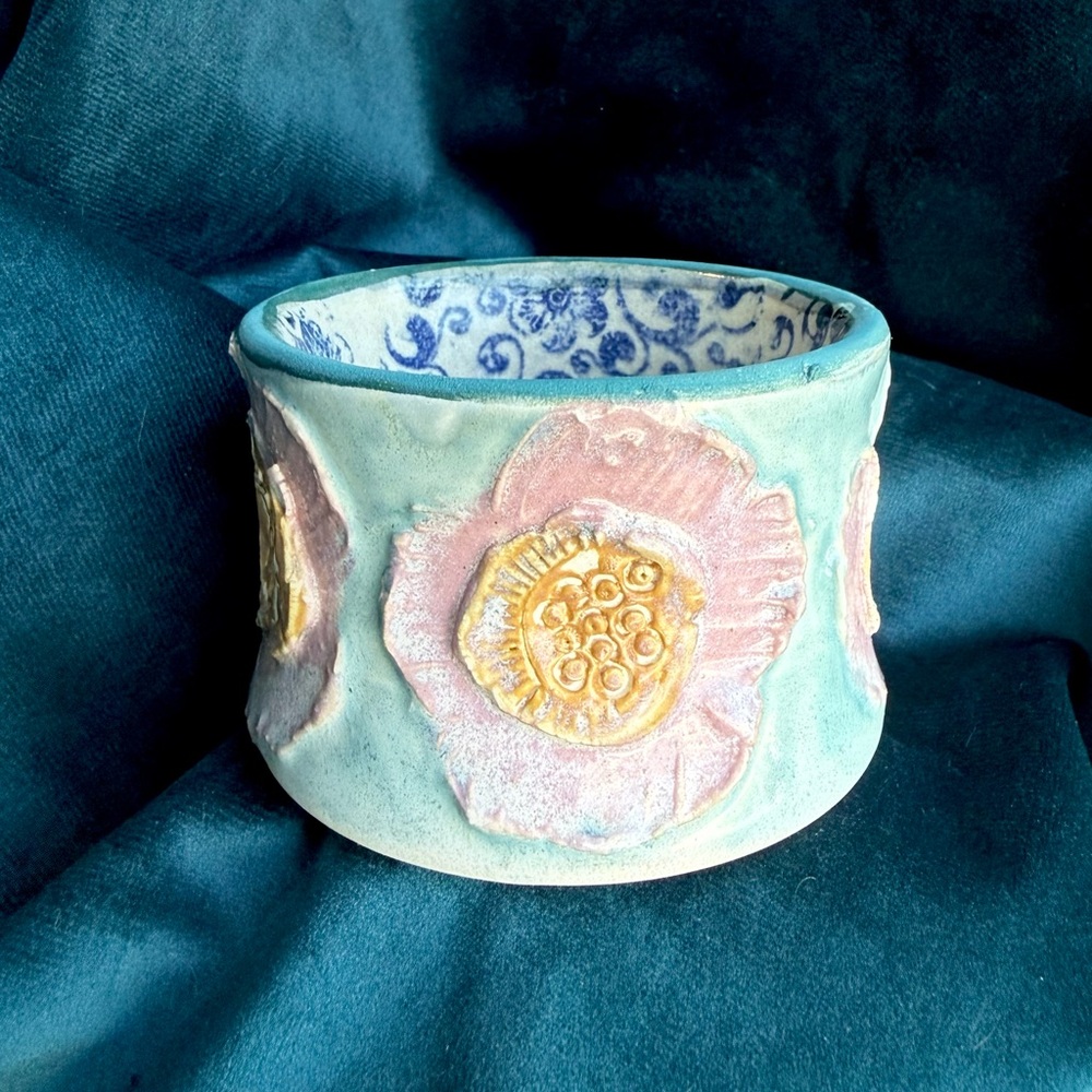 Handmade Floral Ceramic Cuff